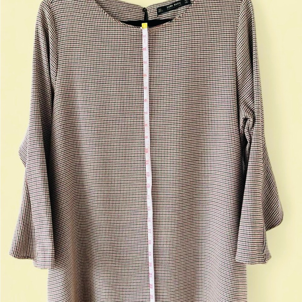Zara Black and White Checked Midi Dress